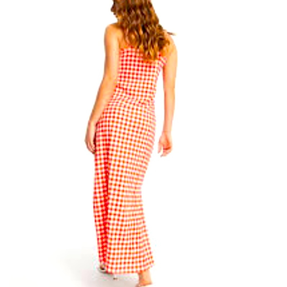 Vero Moda Sleeveless Midi Dress XS Red White Gingham Stretch Casual